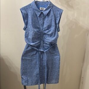 Eliza J Blue Striped Button-Up Dress